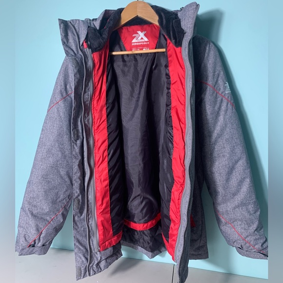 Women’s Zeroxposur Grey/Red 3 in 1 jacket with hood 1 size Medium EUC - Picture 6 of 14